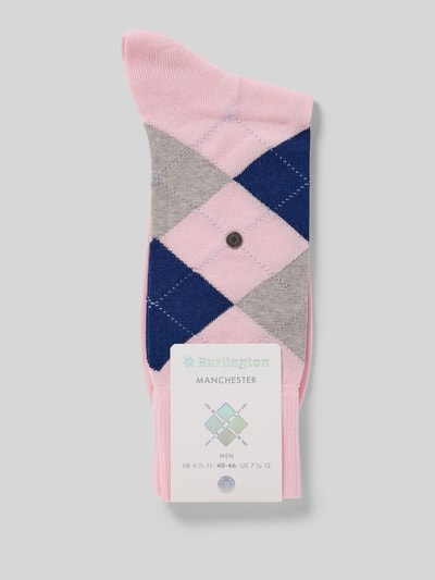 Produktfoto, Socken aus Baumwoll-Mix Modell 'MANCHESTER' von Burlington, Mieszanka bawełny, prążkowane ściągacze, detal z logo, Z napisem z logo, efekt metaliczny