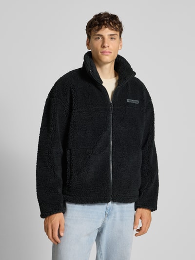 REVIEW Fleecejacke mit Stehkragen und Label-Detail Black 4