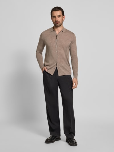 Christian Berg Men Wolljacke mit Kentkragen Taupe Melange 1