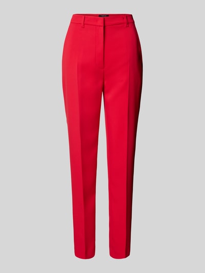 Marc Cain Feminine fit stoffen broek met persplooien Rood - 2
