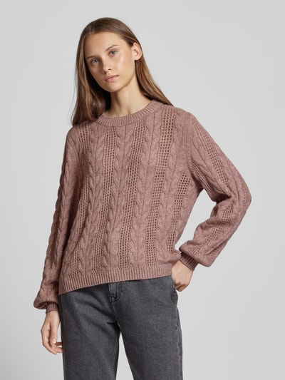 Only Gebreide pullover met ronde hals, model 'RUBINA' Oudroze - 4