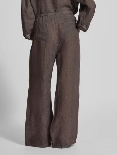 Christian Berg Woman Wide Leg Leinenhose mit Eingrifftaschen Schoko 5