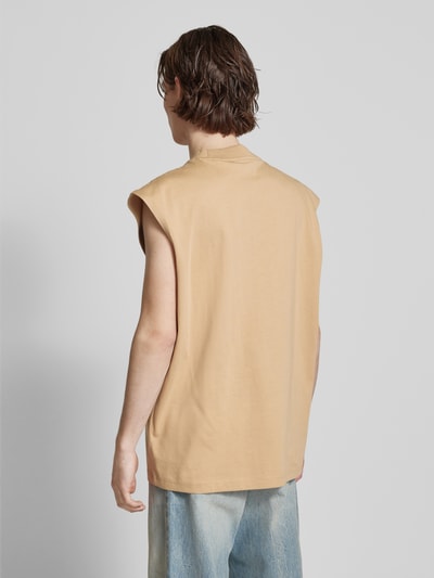 Hugo Blue Tanktop met labeldetail, model 'Navertz' Beige - 5