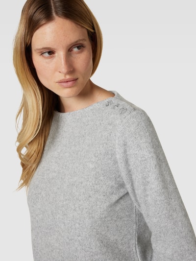 Tom Tailor Gebreide pullover met viscose en boothals Lichtgrijs gemêleerd - 3