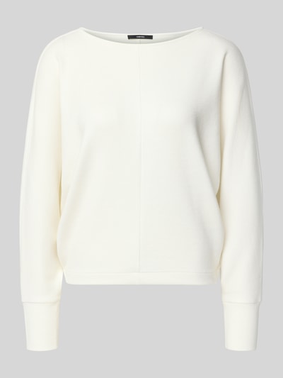 Produktfoto, gebreide pullover met boothals model 'UTIBBY' van Someday, materiaalmix met viscose, los model, ribboorden, crème, fijne textuur