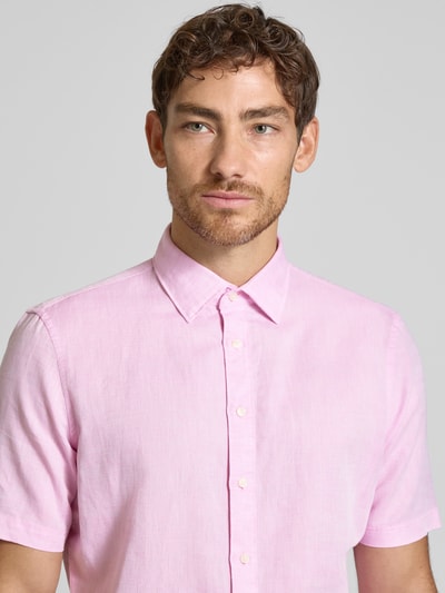 Jake*s Slim Fit Leinenhemd mit Knopfleiste Pink 3