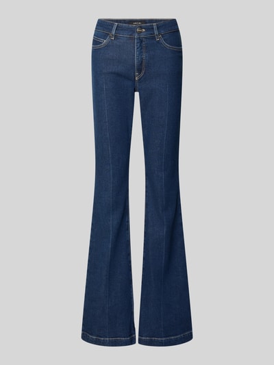 Produktfoto, Feminine Fit Jeans mit Eingrifftaschen von Marc Cain aus Baumwoll-Lyocell-Mix in Dunkelblau mit hellen Nähten, glatte Struktur