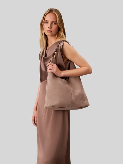 CK Calvin Klein Henkeltasche aus echtem Leder mit Label-Prägung Taupe 1