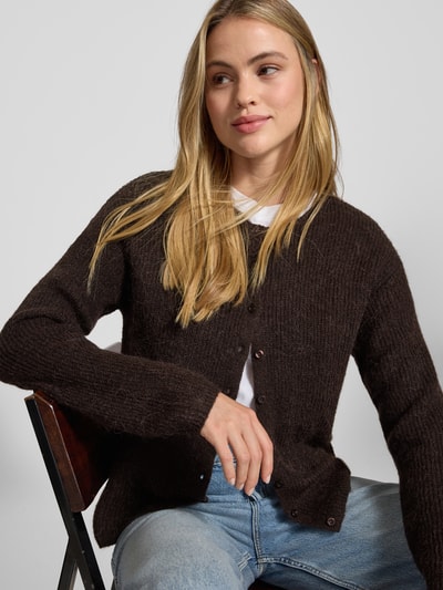 ICHI Kurtka z dzianiny z okrągłym dekoltem model ‘KAMARA’ Ciemnobrązowy 3