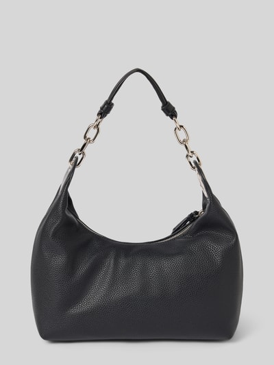 Produktfoto, Handtasche in Leder-Optik von Liu Jo White, schwarze Farbe, Ketten-Trageriemen, Logo-Detail, Reißverschluss, Struktur mit feiner Narbung, Maße 28x28x10 cm, Innenfach und Schulterriemen 36 cm