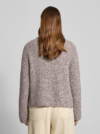 Drykorn Sweter z dzianiny z prążkowaną stójką model ‘VARISA’ Ciemnobrązowy melanż 5