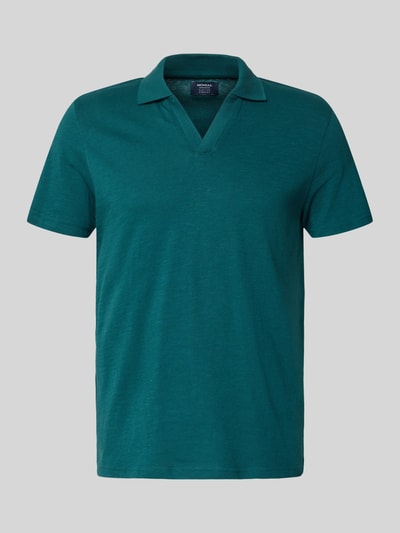 Produktfoto, Slim Fit Poloshirt mit V-Ausschnitt von MCNEAL in Grün, reine Baumwolle, Polokragen, glatte Textur, klassische Kurzarmform.