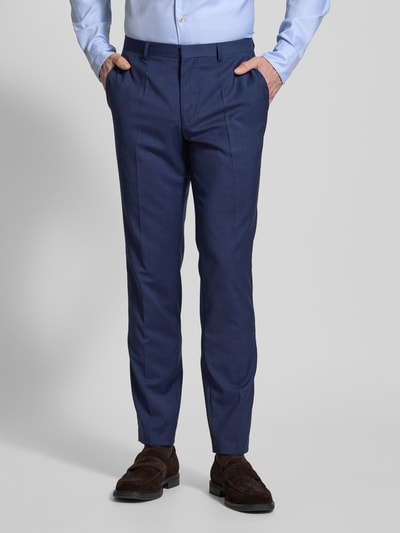 HUGO Regular fit pantalon met persplooien, model 'Hesten' Marineblauw - 4