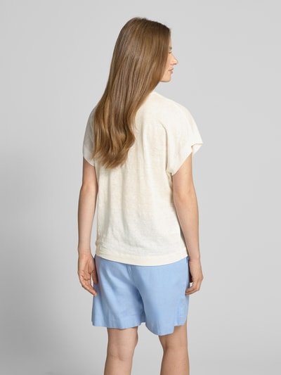 Stefanel T-shirt met geribde ronde hals Wit - 5