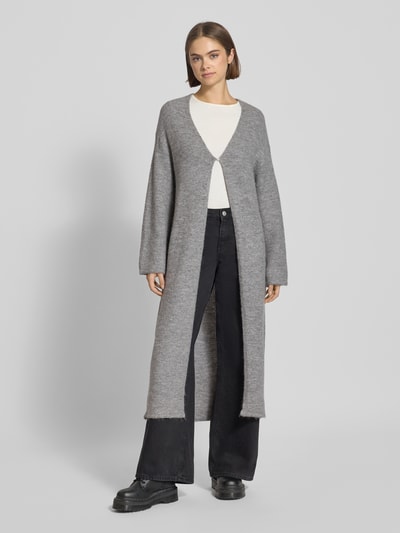 Gina Tricot Relaxed Fit Strickmantel mit Alpaka-Anteil Mittelgrau Melange 4