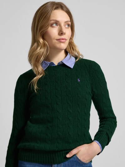 Polo Ralph Lauren Sweter z dzianiny z prążkowanymi wykończeniami model ‘JULIANNA’ Ciemnozielony 3