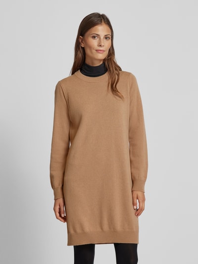 Gant Wollen jurk met ronde hals, model 'SUPERFINE LAMBSWOOL' Lichtbruin - 4