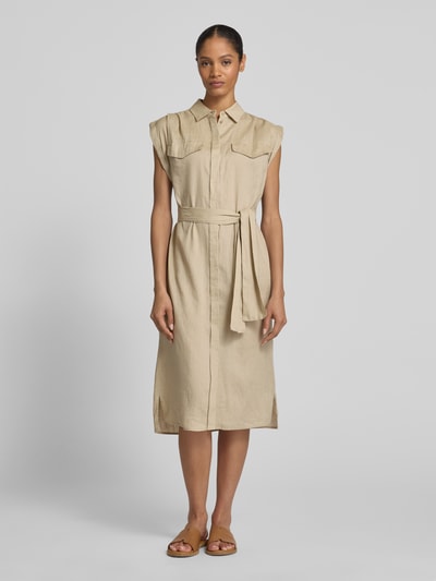 Drykorn Linnen jurk met overhemdjurk, model 'BEKIME' Zand - 4