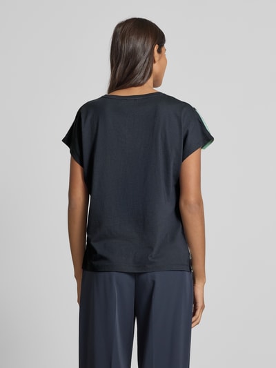 Tom Tailor Regular Fit T-Shirt aus Material-Mix mit Viskose Marine 5