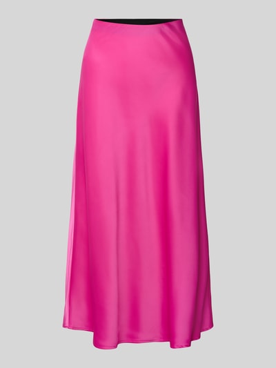 Produktfoto, pinkfarbener A-Linien Midirock mit elastischem Bund, glatte Textur, Modell 'YASPELLA' von YAS, Material-Mix.