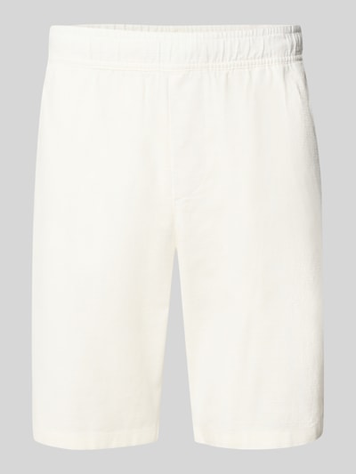 Produktfoto, Straight Fit Shorts mit Gesäßtasche von REVIEW in Weiß, reine Baumwolle, elastischer Bund, strukturierte Oberfläche