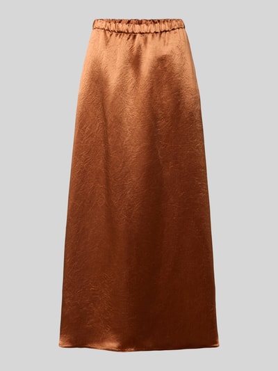 Produktfoto, długa spódnica z satyny o satynowej powierzchni, linia a, elastyczny pas, model 'TUONO' od MM by Max Mara, kontekst: długa spódnica damska z satyny, krój o linii a, elastyczny pas, szerokość w rozmiarze 36: 37 cm, całkowita długość w rozmiarze 36: 106 cm