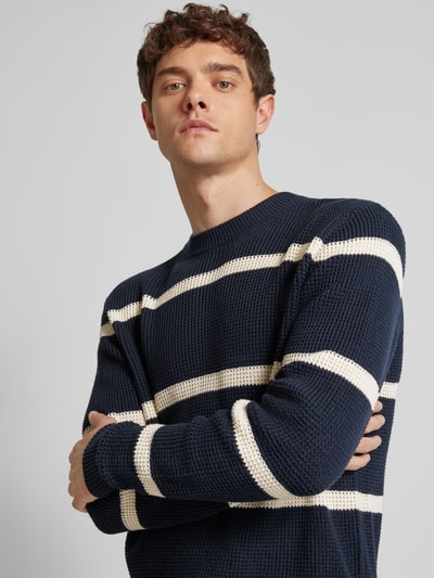 Pepe Jeans Gebreide pullover met ronde hals, model 'Cairo' Marineblauw - 3