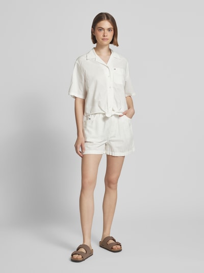 Tommy Jeans Relaxed Fit Hemdbluse aus Baumwoll-Leinen-Mix Weiss 1