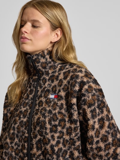 Tommy Jeans Regular Fit Teddyjacke mit Animal Print Mittelbraun 3