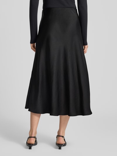 Neo Noir Midirok van satijn met elastische band, model 'Bovary' Zwart - 5