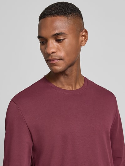 Christian Berg Men Longsleeve mit geripptem Rundhalsausschnitt Pflaume 3
