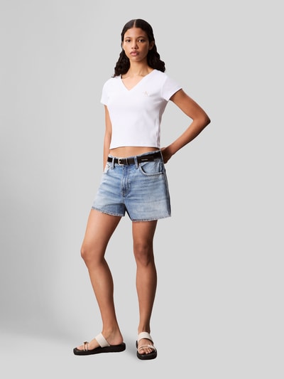 Calvin Klein Jeans slim fit T-shirt van katoenmix Wit - 1