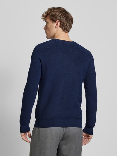 Knowledge Cotton Apparel Gebreide pullover met raglanmouwen Donkerblauw - 5