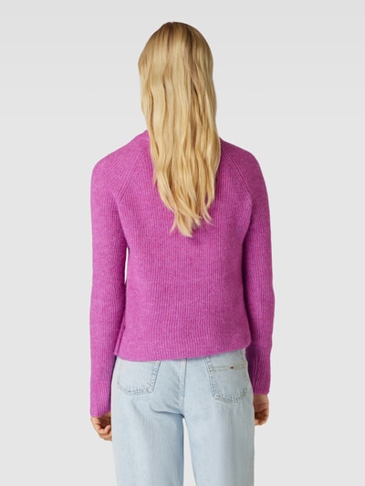 Pieces Gebreide pullover met raglanmouwen, model 'ELLEN' Paars gemêleerd - 5