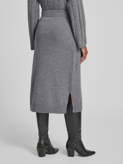 MOS MOSH Wollen rok met geribde zoom, model 'Bryndis' Donkergrijs - 5