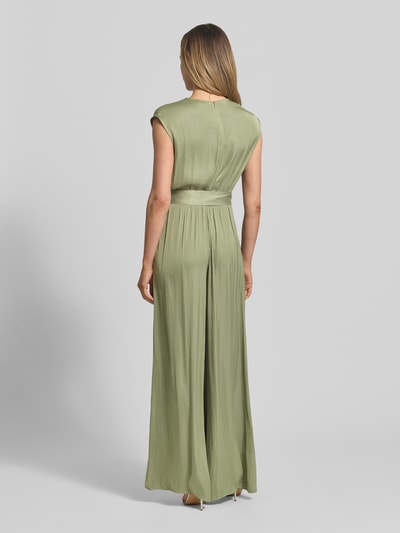 s.Oliver RED LABEL regular fit jumpsuit met tailleriem om te strikken Kaki - 5