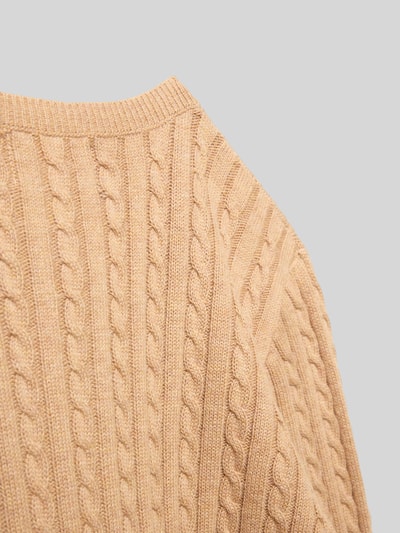 Polo Ralph Lauren Teens Strickjacke mit Zopfmuster und Label-Stitching Cognac 2