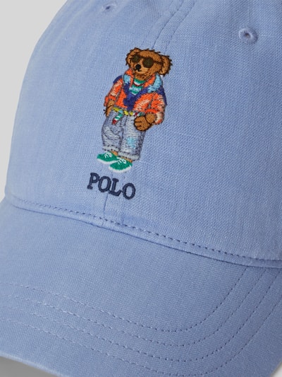 Polo Ralph Lauren Cap mit Polo Bear Detail aus Leinen Hellblau 3