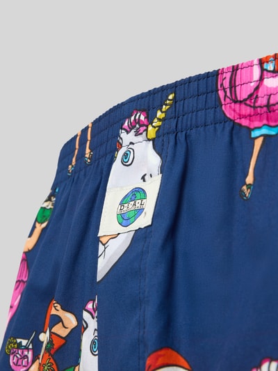 Productfoto, Boxershorts met elastische band van Deal, puur katoen, los model, labeldetail, kleurrijk met eenhoorns en cocktails.
