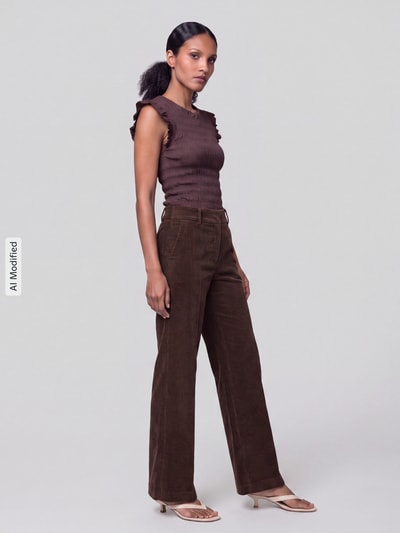 CAMBIO spodnie sztruksowe o kroju regular fit z zaznaczonymi kieszeniami model 'AMELIE' Czekoladowy 1