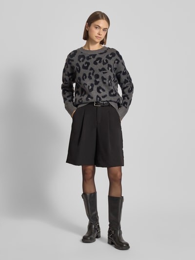 Only Regular Fit Strickpullover mit Animal Print Modell 'SARA' Graphit 1