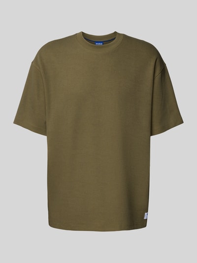 Hugo Blue T-shirt z okrągłym dekoltem i fakturowanym wzorem Oliwkowy 2