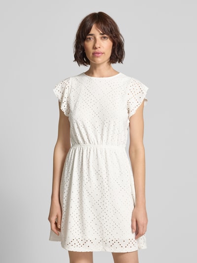 VERO MODA Tailliertes Sommerkleid mit Lochstickmuster Modell 'TASSA' Weiss 4