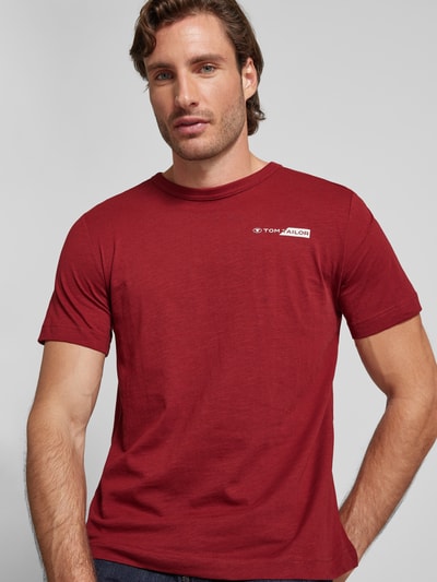 Tom Tailor Regular style T-shirt met labelprint Bordeaux - 3