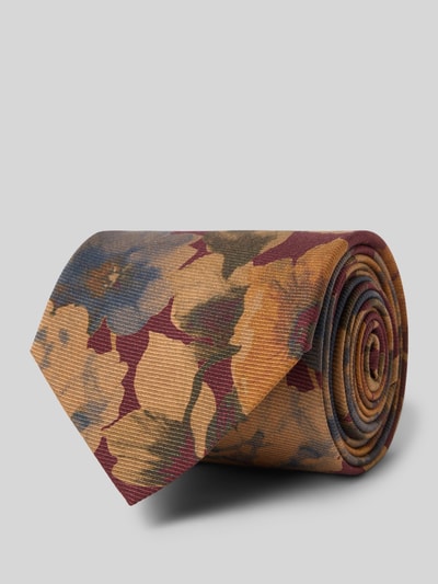 REAL GUYS Zijden stropdas met all-over bloemenprint (8,5 cm) Bordeaux - 1