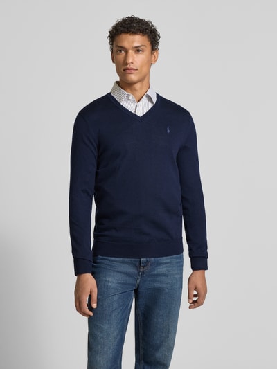 Polo Ralph Lauren Gebreide pullover van merinowol met V-hals Marineblauw - 4