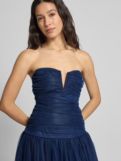 LACE & BEADS Knielange cocktailjurk met V-hals Marineblauw - 3