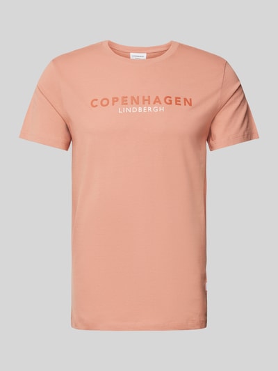 Lindbergh T-shirt met labelprint, model 'Copenhagen' Roze - 2