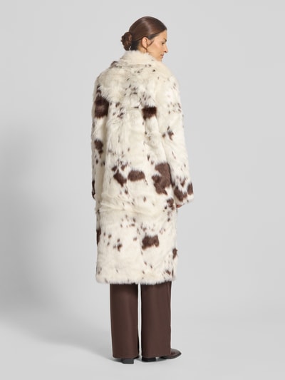 VERO MODA Regular Fit Webpelzmantel mit Allover-Muster Modell 'CRYSTAL' Ecru 5