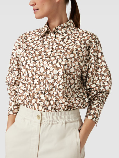 Marc O'Polo Overhemdblouse met all-over motief Middenbruin - 3